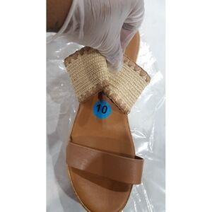 Italian Shoemakers Women's Kota Woven Strap Cork Platform Sandals Beige 10